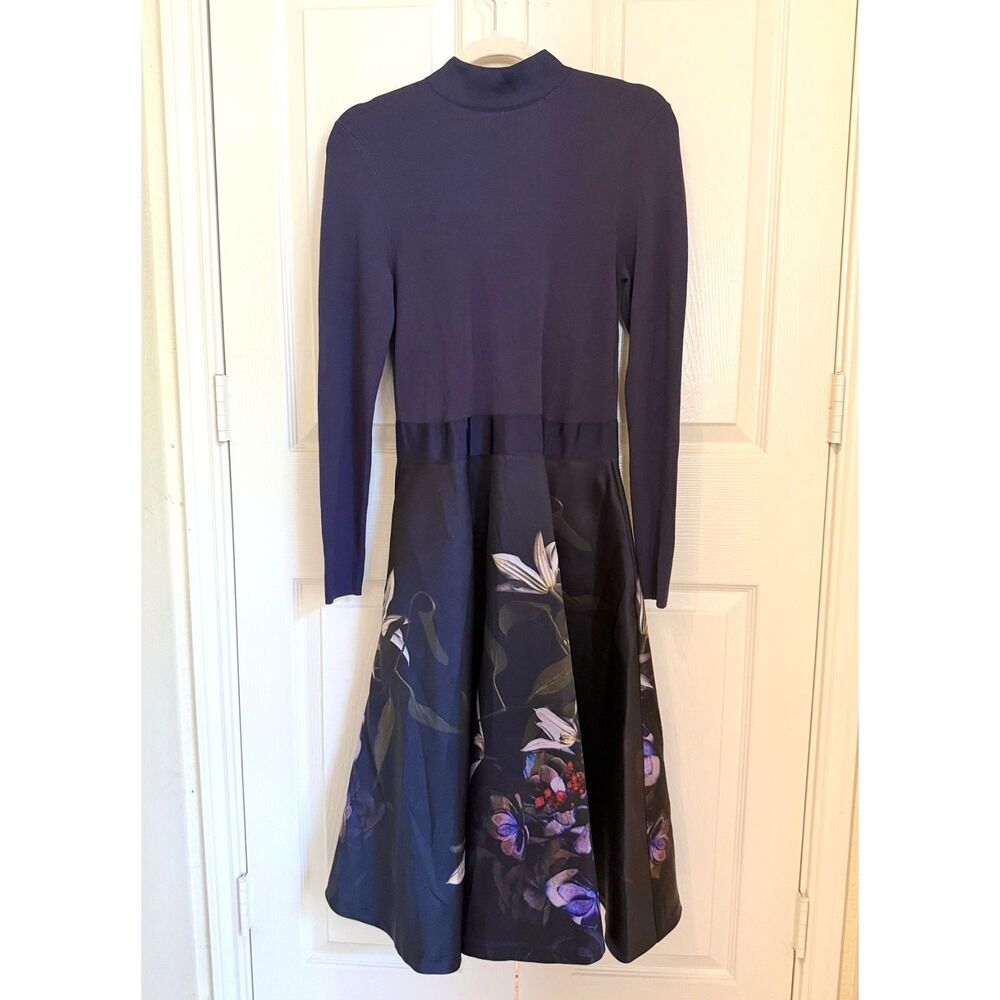 Ted Baker Dominaa Pomegranate Floral Fit & Flare Midi Dress size 2